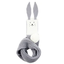 Осенне-зимние теплые трикотажные шарфы с воротником в виде кролика для маленьких мальчиков и девочек