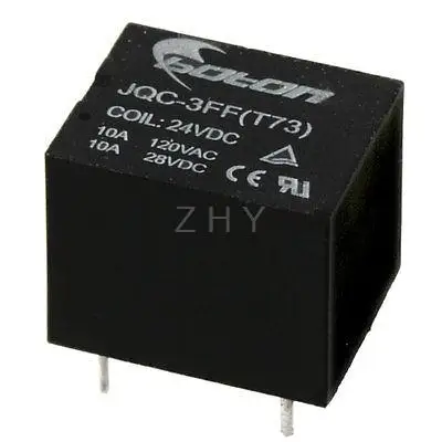 

Coil Voltage DC 24V 10A Mini Power Relay Black JQC-3FF(T73)