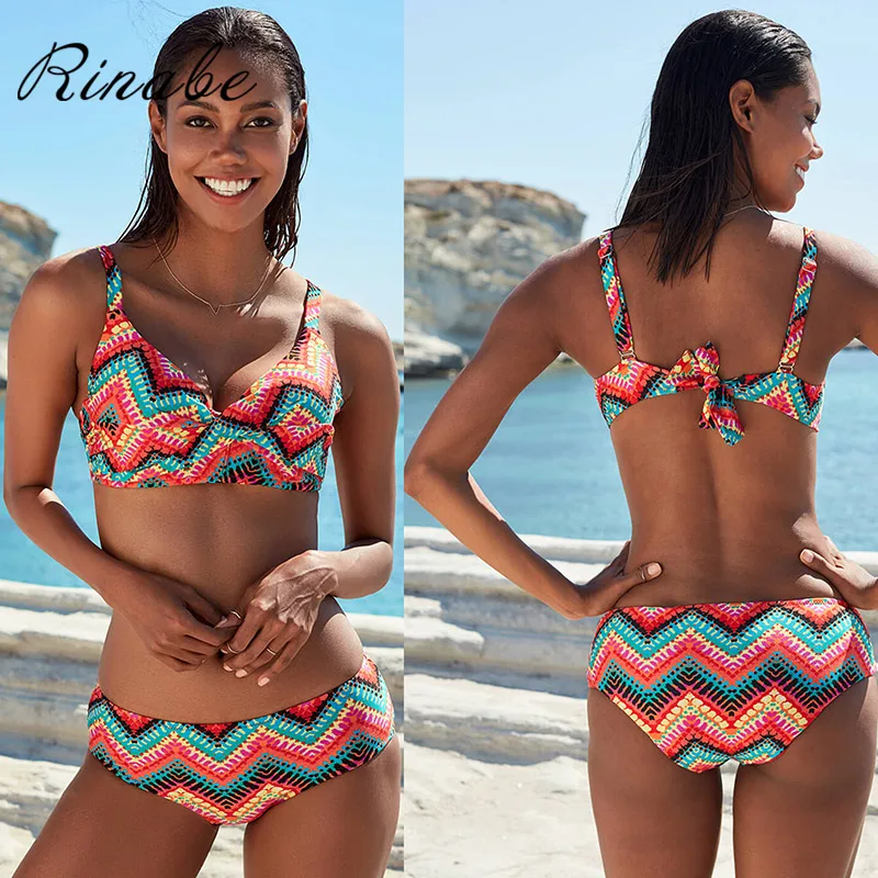 

Push Up Bikini Female Swimsuit V Neck Biquini Solid Swimwear Women Bathing Suit Floral Print Bikini Set Bandage Bikinis 2020
