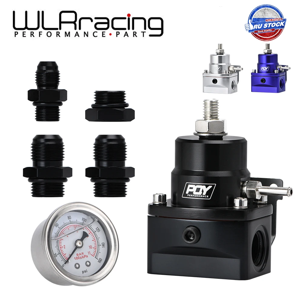 AN8 high pressure fuel regulator w/ boost 8AN 8/8/6 EFI Fuel Pressure Regulator with gauge WLR7855