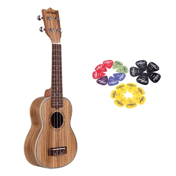 

ammoon Zebrawood 21" Acoustic Ukulele 15 Fret 4 Strings Stringed Musical Instrument with 20 pcs ABS Guitar Picks Plectrum