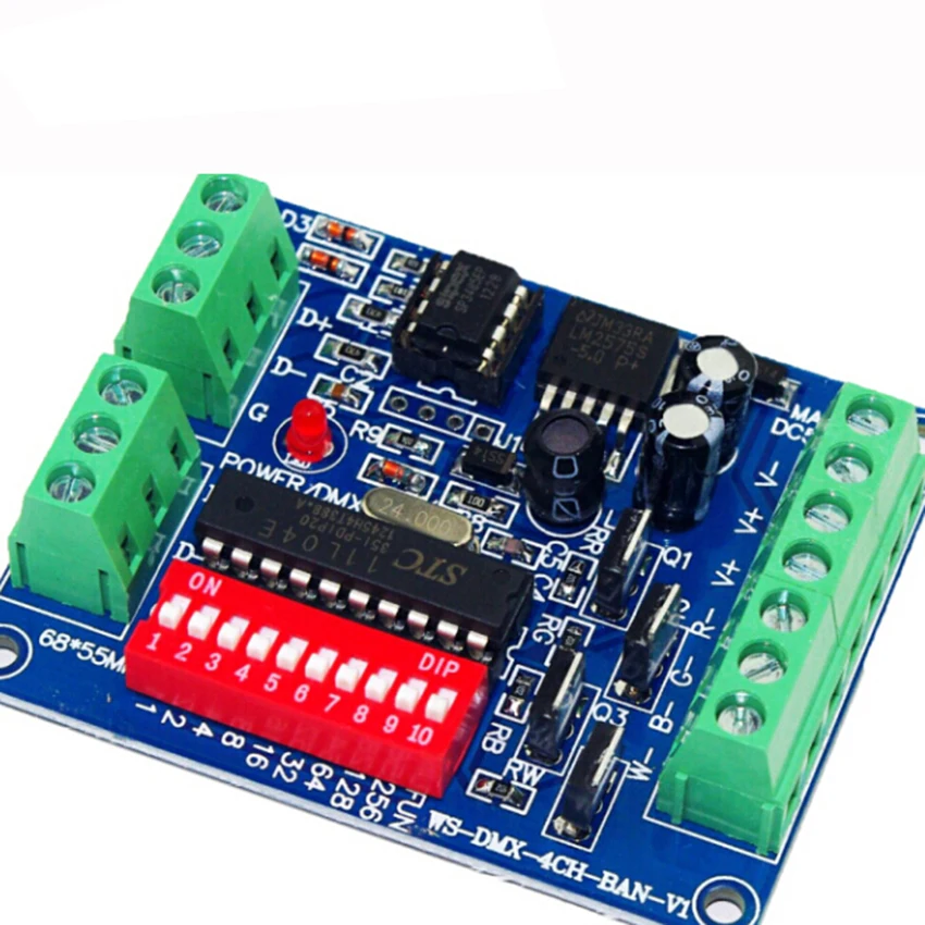RGBW DMX декодер контроллер светодиодной ленты простой 4-канальный DMX512 легко