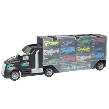

13Pcs/Set Transport Car Carrier Truck Boys Toy (Include Alloy 10 Cars and 2 Helicopters)For Kid Children