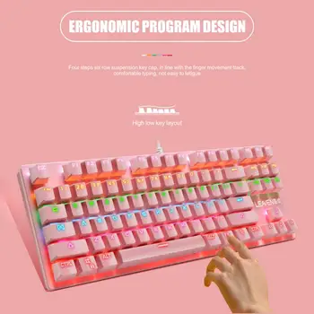 

USB Wired Gaming Mechanical Keyboard 87-key green axis gaming office notebook Keys Backlight for K550 punk for Win XP/7/8/10