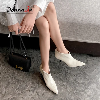 

Donna-in Sexy Stiletto All-match Women Boots 2020 New Fashion Winter Martin Chelsea Short Ankle Boot Cool Female Shoes Footwear