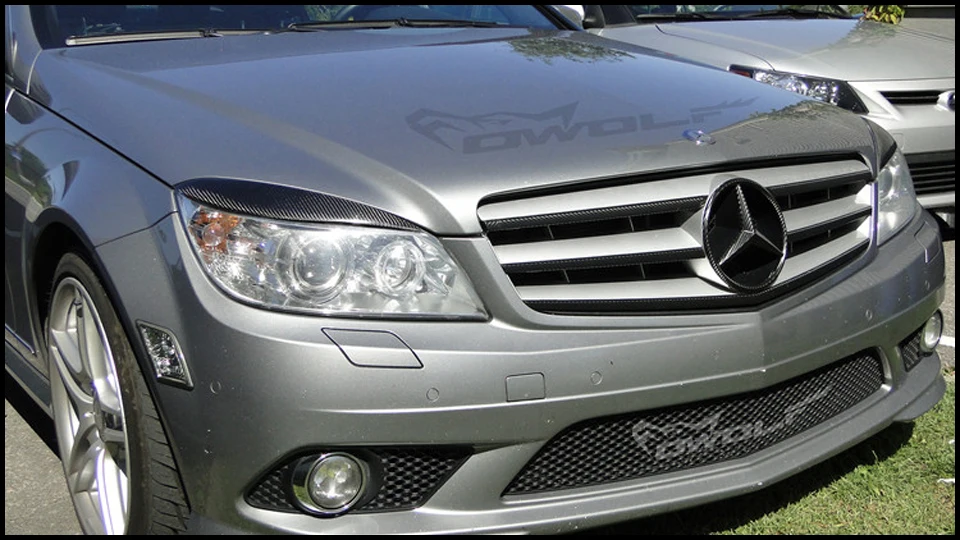 Реальные углеродного волокна передние фары автомобиля Брови Веки для Benz C class W204 C180 C200 C300 C350 C63 2007-2011 2шт