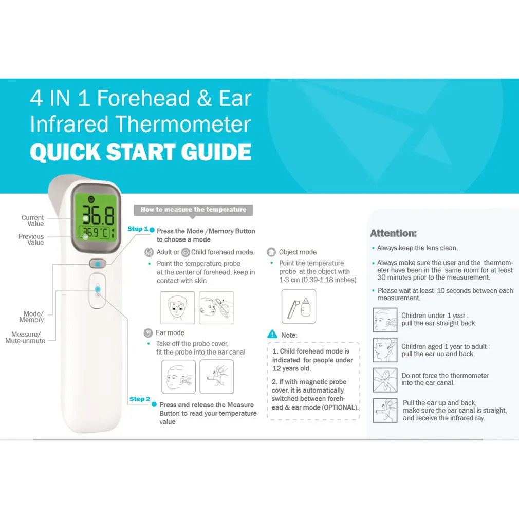 Детский термометр Инфракрасный цифровой lcd измерение тела лоб ухо Бесконтактный взрослый температура тела ИК Детский термометр