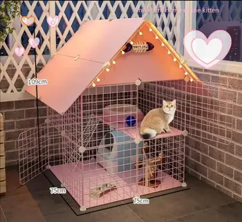 

Luxury Super gate cat cage super wide large platform home Villa super free space i Kitty's home is suitable for cats of all ages