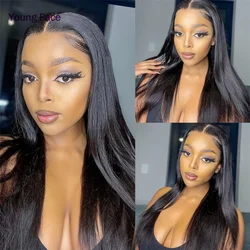 100% Human Natural Hair Woman 13x4 HD Transparent Lace Front Wig Straight Human Hair Wig Brazilian Human Hair Wig 10 To 30 Inch