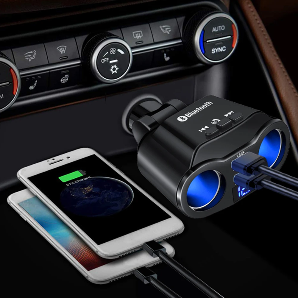 Разветвитель Прикуривателя 90 Вт 12 в/24 в Bluetooth USB автомобильное зарядное