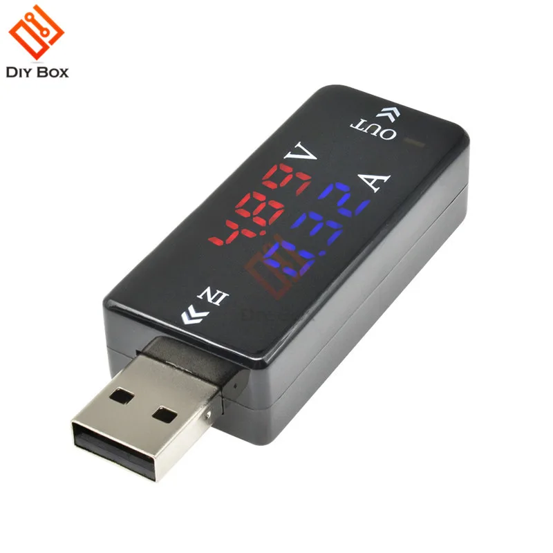 Амперметр Вольтметр прямая версия трехбитного USB измерительного инструмента для измерения напряжения тока двойной красный и синий
