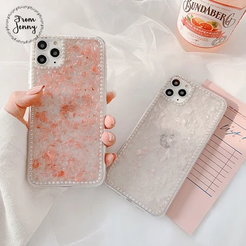

From Jenny Pink crystal for iPhone 11 Pro x xr xs max 6 6s 7 8 Plus three-dimensional pearl mobile phone protection hard shell