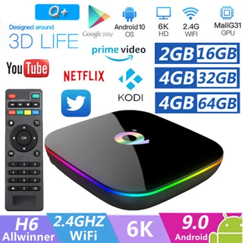

Android 9.0 Smart TV Box Q Plus 4GB RAM 32G 64G H.265 Quad Core USB3.0 2.4G Wifi Set Top Box Google Media Player