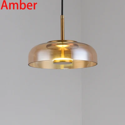 Современные стеклянные подвесные светильники Светильник серый янтарный прозрачный абажур креативные подвесные светильники для столовой кухни спальни освещение - Цвет корпуса: Amber Glass