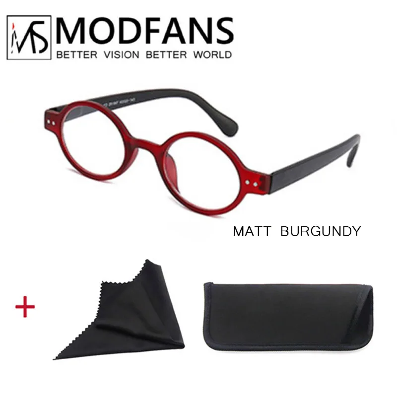 Classic Round Frame Lightweight Reading Glasses with Spring Hinge, Diopter +1.0 to +4.0