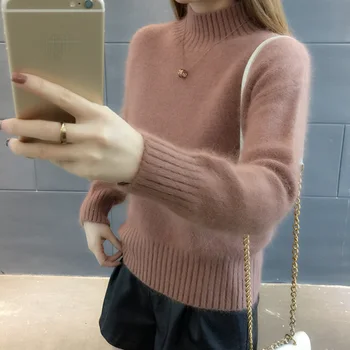 

Woman Sweater Warm Wool Mohair Velvet Plush Cashmere Winter Sweaters Solid Color Pullover Loose Autumn Ladies Fleece Fashion