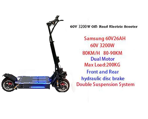 Samsung60V 26A 3200W 3200 Вт 60 в 80 км/ч скутер электрический 11 дюймов внедорожный подростковый складной водонепроницаемый samsung e скутер мощный Hoverboad скейтборд - Color: Samsung60V 26A 3200W
