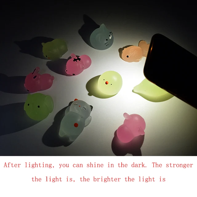 2/5Pcs Mochi Squishy Squeeze Cat Cute Antistress Squish Set Soft Mini Animal Squichy glow in the dark kids Toys for Children 4