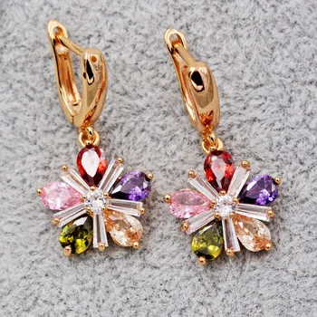 

Bohemia Dangle Drop Earrings for Women's earrings flower Gold Earring waterdrop Zircon Luxury Jewelry for Wedding Party