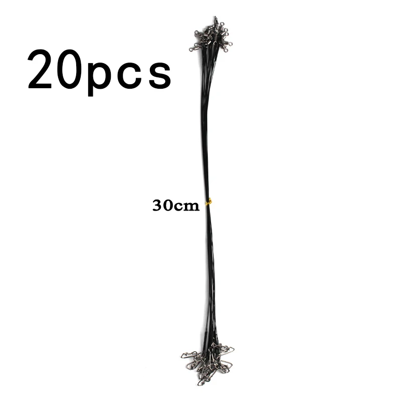 

20pcs Fishing Line Stainless Steel Wire Leader 15/23/30cm Line Black Tool Supply
