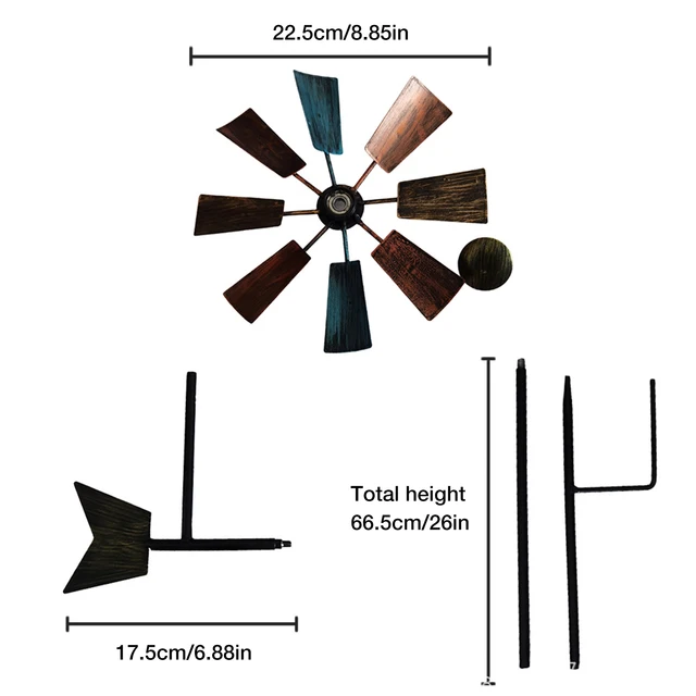 Egyedi Vas Forgó Fém Szélmalom Szélcsalád Kültéri Kert Retro Szél Fonó Szélfogókert Kerti Udvar Terasz Gyep Dekoráció - Image 6
