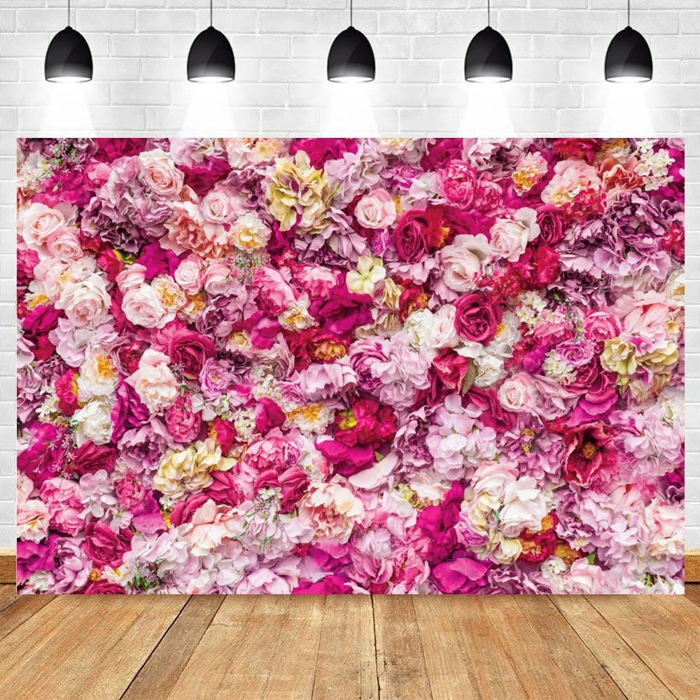 

Baby Birthday Backdrop Wedding Photocall Pink Flower Floral Photographic Photography Background For Photo Studio Photophone Prop