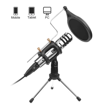 

Condenser Microphone,3.5Mm Studio Recording Broadcast Computer Microphone with Tripod Stand for Karaoke,Gaming,Podcast,Video Con