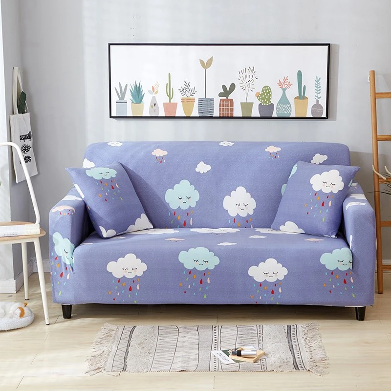 

Blue Clouds Non-slip Sofa Cover Season Polyester Stretch Sofa Cushion Sofa Towel All-inclusive Slipcover for Living Room