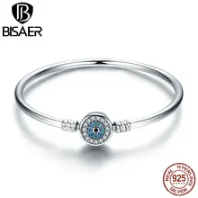 BISAER Bracelets œil porte bonheur, en argent Sterling 925, véritable pour femmes, accessoires bricolage, bijoux, ECB012 