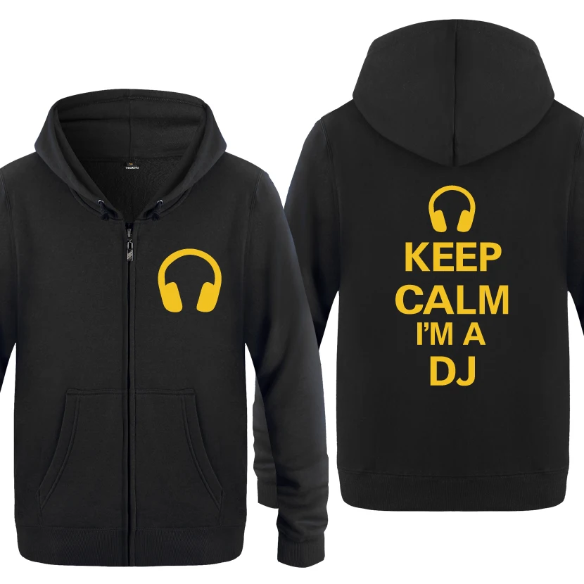 HEY HUAT Keep Calm Im A DJ-наушники для музыкального мероприятия, DJ свитшот для мужчин, мужские флисовые толстовки на молнии с капюшоном, кардиганы - Цвет: HEY HUAT