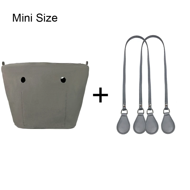 1set 85cm Long Microfiber Leather Handles with Canvas Floral Insert Inner Pocket for Classic Mini Obag O Bag Women Handbag 