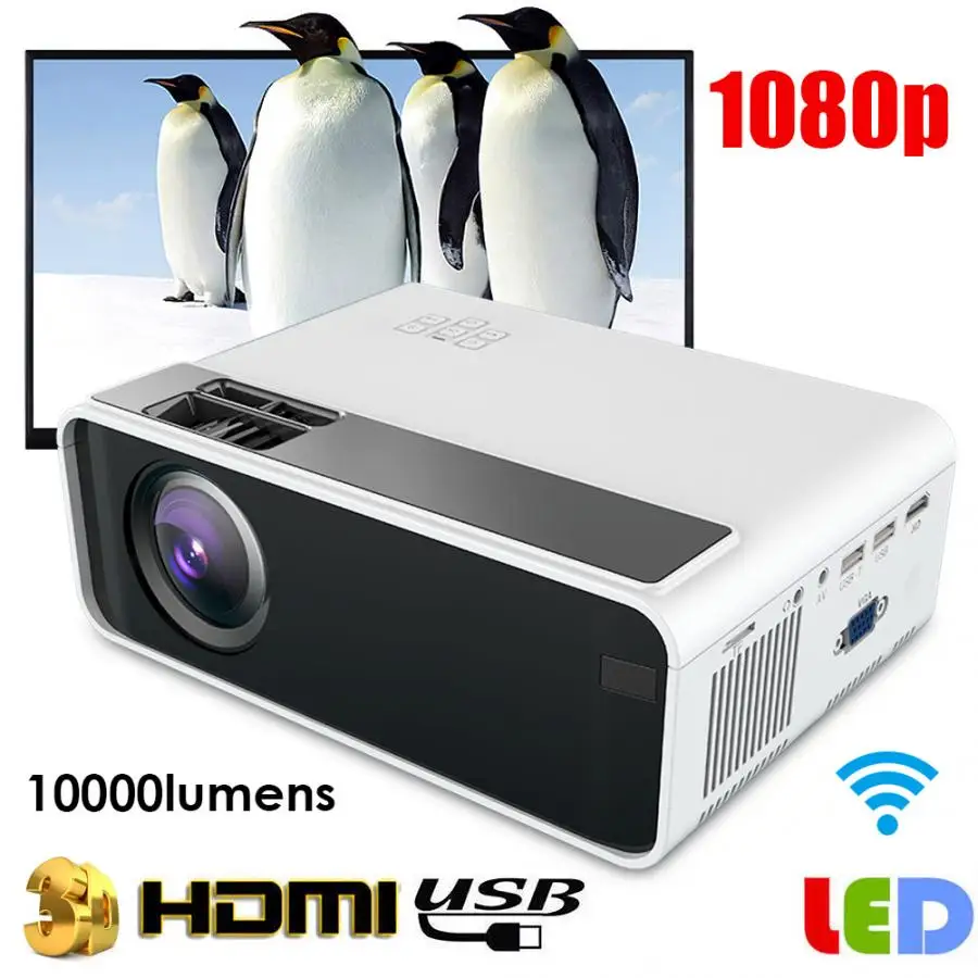 HD 1080P светодиодный смарт-проектор 4K WiFi Bluetooth домашний кинотеатр для 1280*720 разрешение с проекторы Android 110 V-240 V