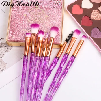 

Dighealth Makeup Brushes Set Diamond Powder Eye Shadow Foundation Concealer Blush Lip Cosmetics Make Up Kits Crystal Brush Face