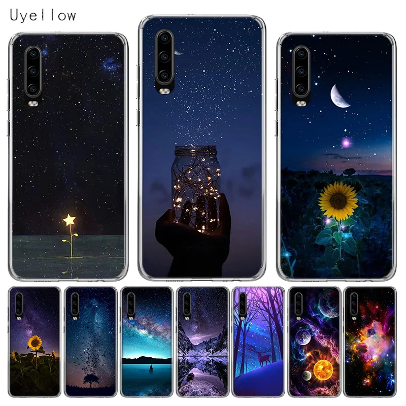 

Uyellow Silicone Phone Case For Huawei P10 P20 P30 Lite Pro Hawei Mate 10 20 lite Hawei P Smart Plus 2019 2018 Starry landscape