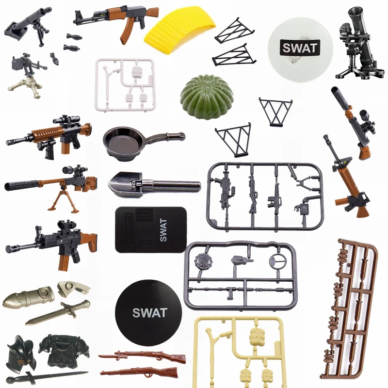 

Legoing Military Set Block Toy Hobbies Explosives Rifle Explosion-Proof Shield Parachute Model Blocks Militaried Kids Toys Gift