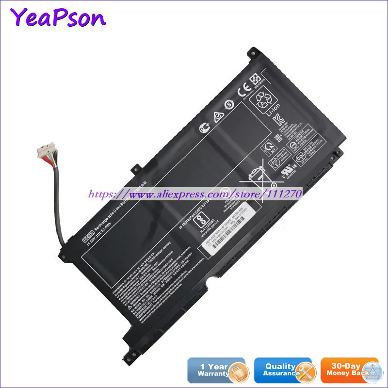 Yeapson PG03XL HSTNN DB9G OB1I 11 55 в 4545 мАч 52.5Wh Аккумулятор для ноутбука HP игровой павильон 15