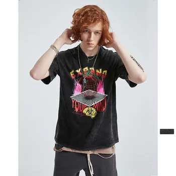

XYZeroone Four-dimensional Space Abstract Cotton Street Hip-hop Summer Top High Street Niche Tide Brand Oversize Loose T-Shirt