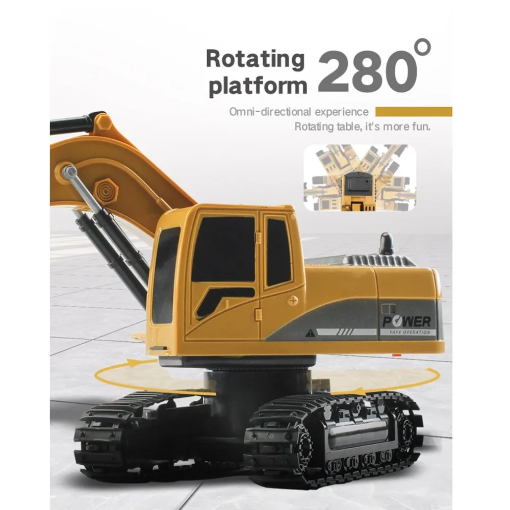 Радиоуправляемый грузовик 2,4 г 1:24 экскаватор на дистанционном управлении автомобиль 6 каналов зарядки модели игрушки светодиодный светильник симулятор звуковая игрушка