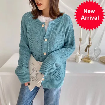 

Chic Mohair Super Jumper Cardigan Autumn Winter Women Sweater Wool Jumper Top with Buttons