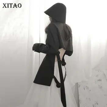 

XITAO Sexy Back Hollow Out Black White Shirt Women Clothes 2020 Spring New Fashion Personality Ribbon Irregular Blouse ZLL5037