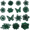 Parches con bordados de flores para ropa, ropa, vestido, gasa, apliques de mariposa, artesanal, color verde oscuro ► Foto 1/6