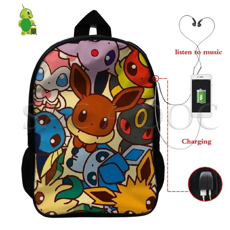 5 Крутой Многофункциональный рюкзак Pokemon Pikachu Gengar, USB зарядка, рюкзак для ноутбука для подростков, женщин, мужчин, школьные дорожные сумки - Цвет: 5