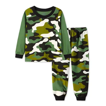 TUONXYE-Pijama de camuflaje para niños, ropa de dormir Infantil de algodón de manga larga