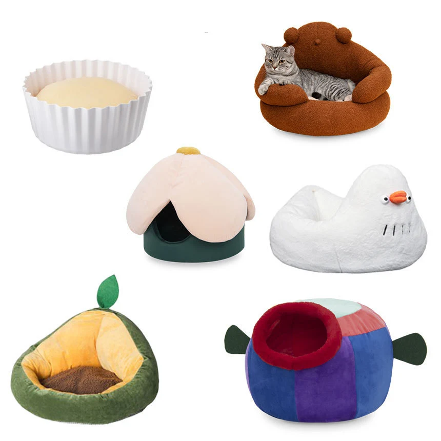 

Cute Soft Fruit Animal Shape Bed Non-sticky Hair Comfortable And Skin-friendly Warm Pet Bed Washable For Cats And Dogs