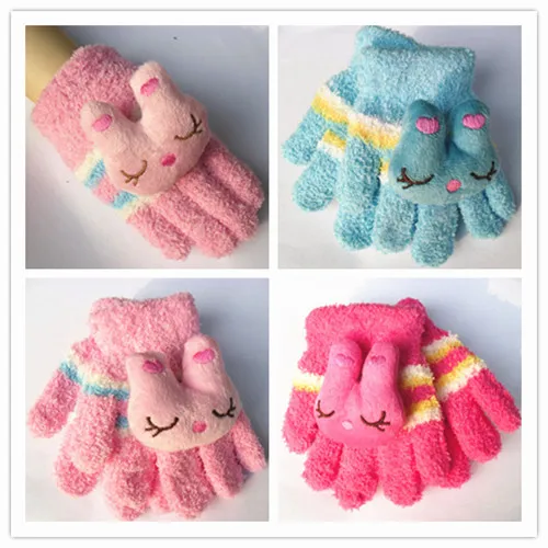 

CHILDREN'S Gloves Half-finger Gloves Warm Cartoon Head Doing Homework Painting Kids Young STUDENT'S Fingerless Half Length Glove