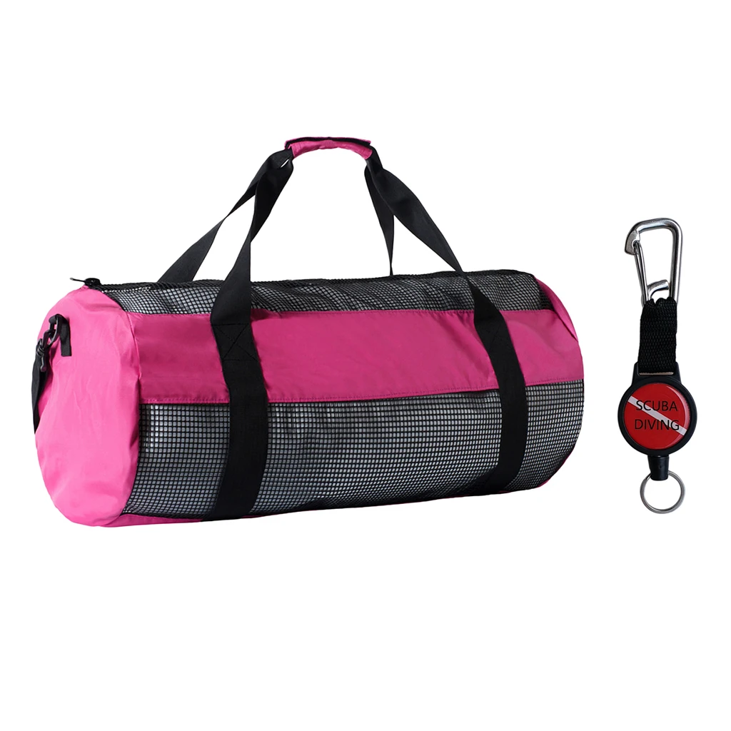 Durable Dive Mesh Duffel Bag Snorkeling Retractor Lanyard Holder Hook Carabiner Diving Bags for Water Sports