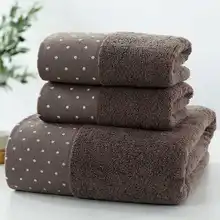 

3 Pack Cotton Towel Set For Adult 1PC Bath Towel 2PCS Face Towels Dark Blue Coffee White Spots Beach Travel Sport Bathroom Towel