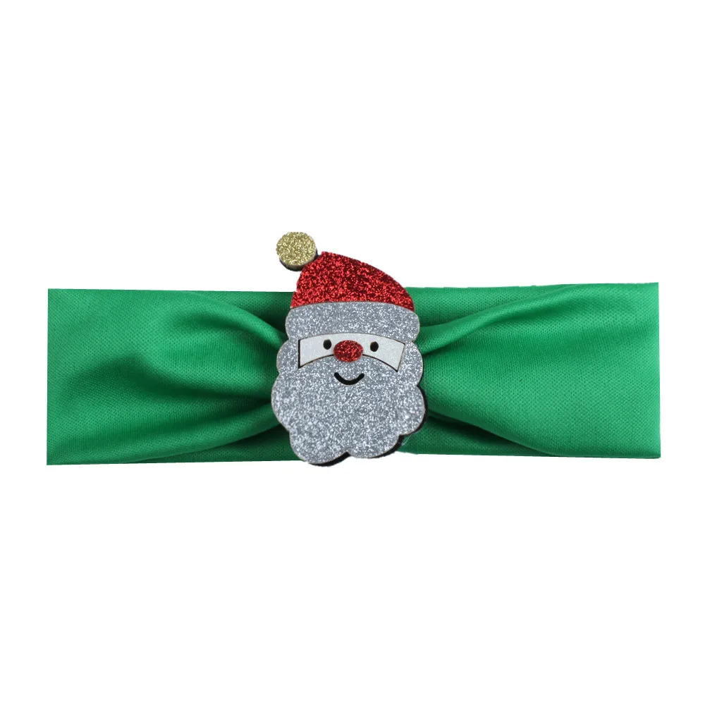 Блестящие повязки на голову с рождественской елкой, Санта Клаусом, хлопковая эластичная повязка на голову, модная повязка на голову для маленьких девочек, головной убор, аксессуары для волос