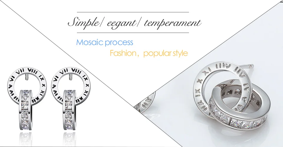 BLINLA модные роскошные корейские круглые серьги-гвоздики с римскими цифрами для женщин браслет для мужчин золотые серебряные циркониевые серьги ювелирные изделия