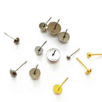 

100PCS/lot Wholesale Stainless Steel Silver Gold Color Half Round Spacer Pin Base Plug Stud Findings Jewelry DIY Accessoires